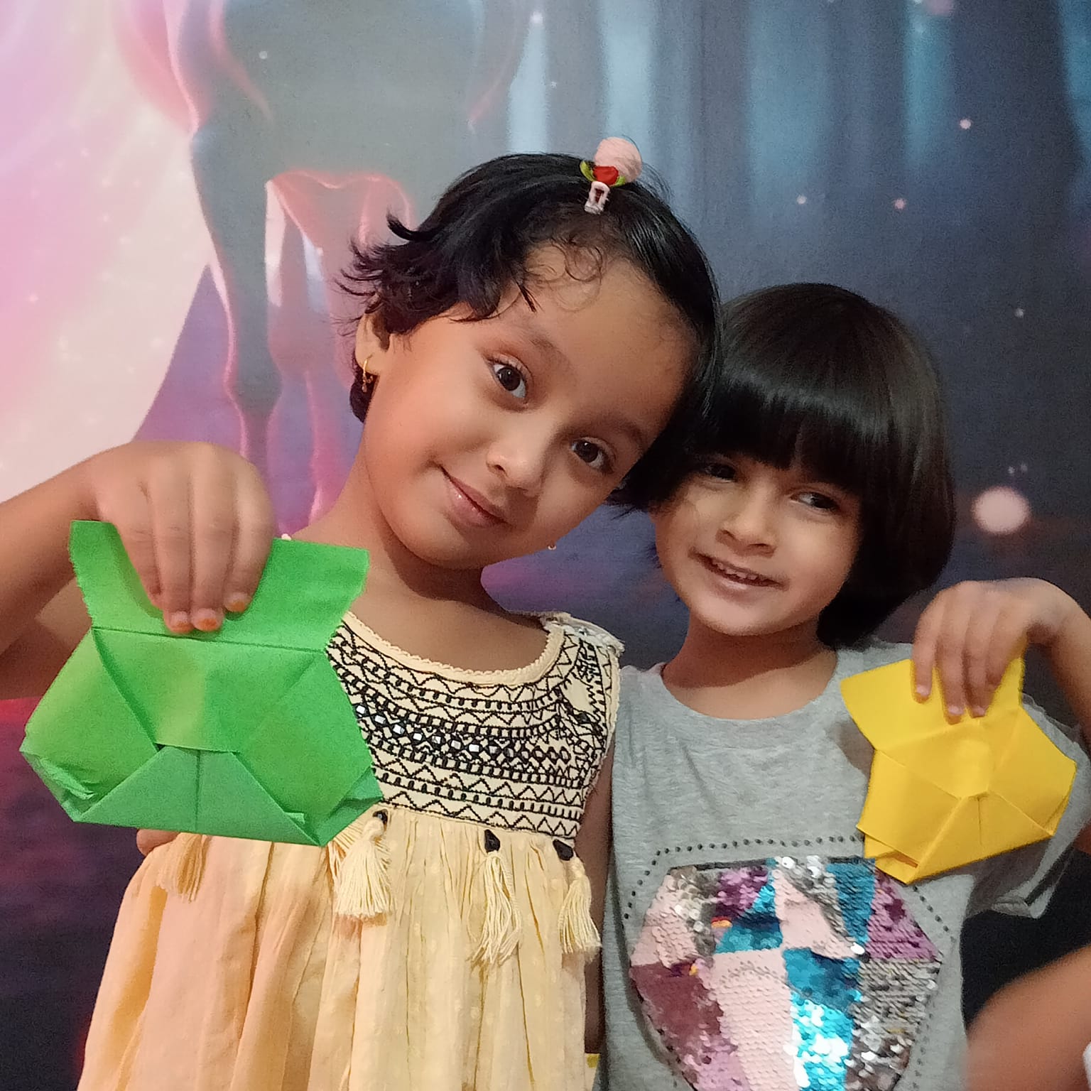 Children in a classroom with Bangladeshi cultural elements